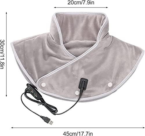 הגנת כתף וחימום חשמלי של USB, כרית עיסוי חימום קטיפה דו צדדית כרית עיסוי חימום, בקרת טמפרטורה חכמה להקלה על כאבי כתפיים וצוואר ועווית