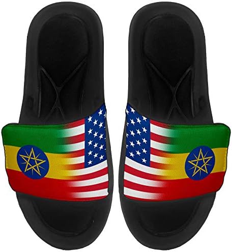 ExpressItbest מרופד סנדלים/שקופיות לגברים, נשים ונוער - דגל אתיופיה - דגל אתיופיה