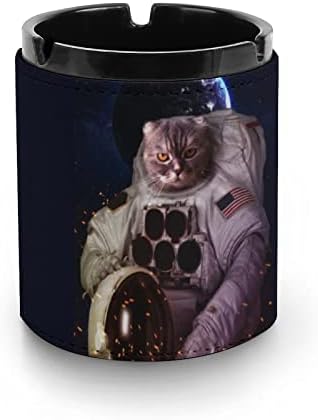 חתול בחלל החיצוני מאפרות עור PU עבור מעשנים מעשנים שולחניים מחזיק אפר מגש אפר למשרד ביתי דקורטיבי