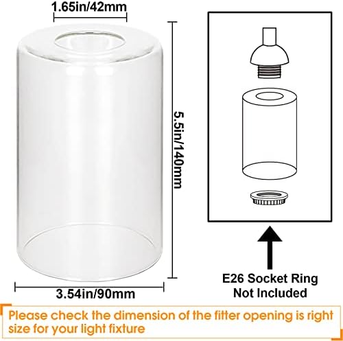 4 חבילות צל זכוכית צלילה צלילית צלול צנורת זכוכית גובה גובה 5.5 אינץ ', קוטר 3.54 אינץ', מתאים 1.65 אינץ