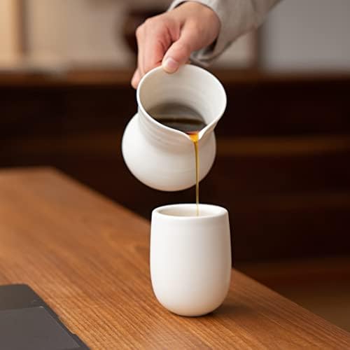 מו מו 7 אונקיה קליפת ביצה חרסינה כוס כוס קפוצ'ינו כוסות למשקאות קפה, לאטה, בית קפה ותה, כוסות קרמיקה לבנות