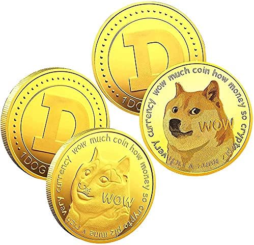 מטבע הנצחה של Dogecoin מצופה זהב מצופה 2021 מהדורה מוגבלת תחביב איסוף מטבעות וירטואליים מטבע דוג אספני עם מארז מגן 2 יח '