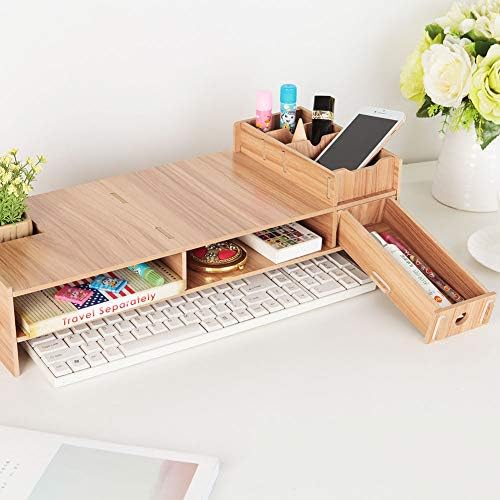 שולחן אחסון, צג משכים עץ טלוויזיה ארון עבור מעמד מחשב נייד משרד שולחן מתלה מדף ספרים