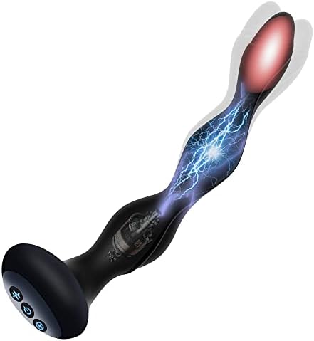 דופק חשמלי חימום ערמונית לעיסוי צעצועי מין-3-in-1 חרוזים אנאליים תקע קת לגברים נשים, ויברטור דילדו מחומם מחומם של E-stim, הכנסת חלקה עמוקה