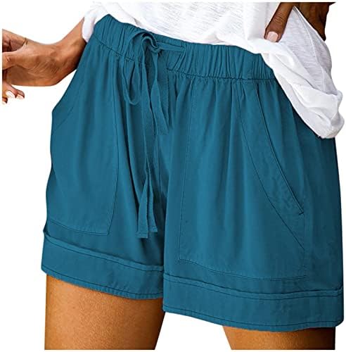 מכנסיים קצרים אתלטים לנשים בתוספת גודל רופף קיץ שרוך מותניים מותניים ברמודה מכנסיים קצרים עם אימון כיס מכנסי רגל רחבים