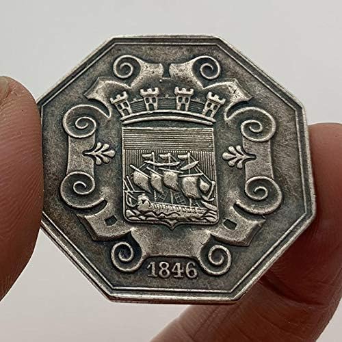 1846 סירת שיט מתומנת בצורת חייזרים בצורת חייזרים מטבע מטבע זיכרון מטבע מצופה מטבעות מטבע מצופה מזל טוב לאסוף מטבע מטבע.