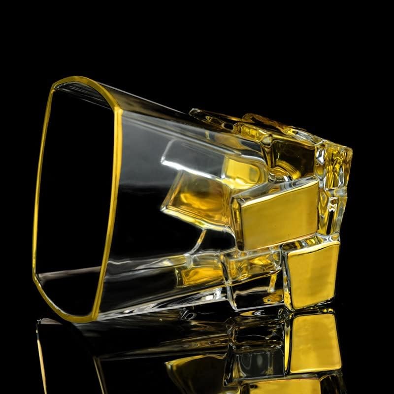KLHHHG ויסקי מצויר זהב זכוכית ספל יין זר יצירתי 300 מל ספל ביתי ספל ביתי