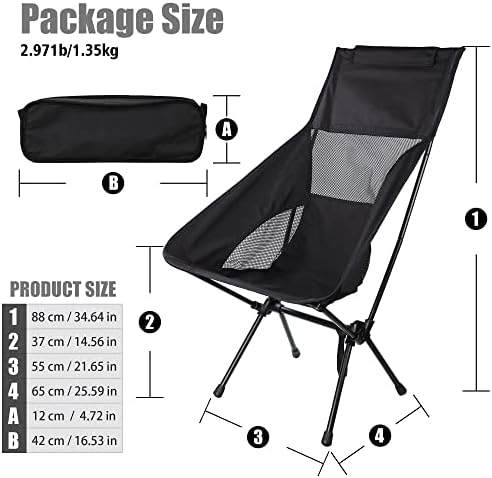 כיסא קמפינג AIGEAR כסאות קיפול ניידים 300 קילוגרם. לטיולי דשא של מחנה חיצוני טיולים חוף עם שקית אחסון גב גבוה באוקספורד צינור ברזל באוקספורד