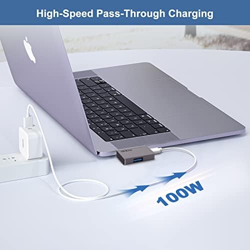מתאם USB C עבור MacBook, USB-C Thunderbolt 3 נקבה ל- USB-C זכר ו- USB 3.0 מתאם סיומת, 40GBPS, 100W PD, 5K וידאו תואם ל- MacBook Pro -2020,