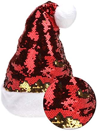 1 מחשב חג המולד כובע פאייטים קצר קטיפה חג המולד כובע מבריק חג המולד קישוט חג המולד ספקי