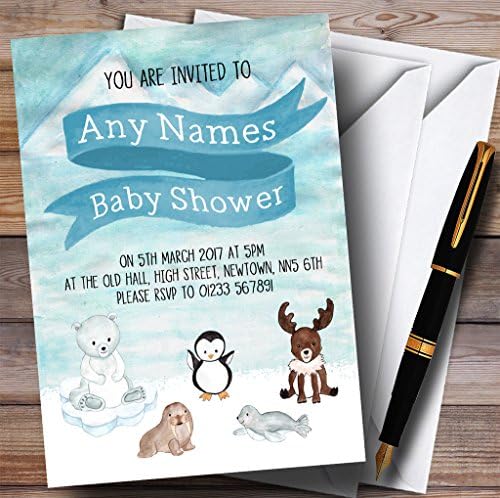 את כרטיס גן חיות קוטב קרח חיות הזמנות תינוק מקלחת הזמנות