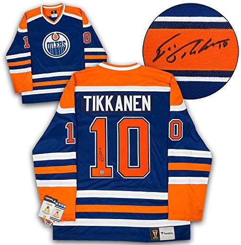 Esa Tikkanen Edmonton Oilers חתמה על גופיית קנאים רטרו - גופיות NHL עם חתימה