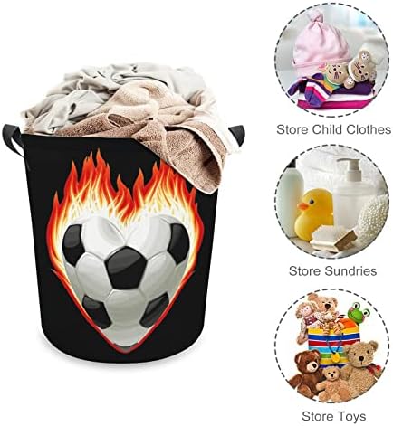 כדורגל על אש לב כביסה סל כביסה מתקפל סל כביסה סל בגדי אחסון תיק