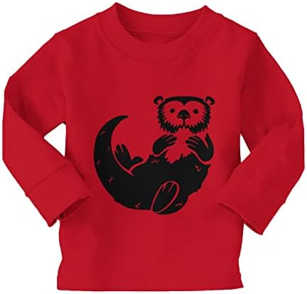 לוטרה ים - חולצת טריקו של תינוקת חיה מקסימה/פעוטות כותנה