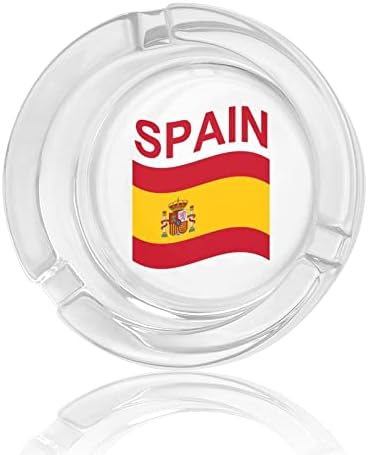 דגל מאפרות הזכוכית של ספרד מגש אפר עגול מארז מחזיק אפר חמוד לקישוט סיפון המשרד הביתי