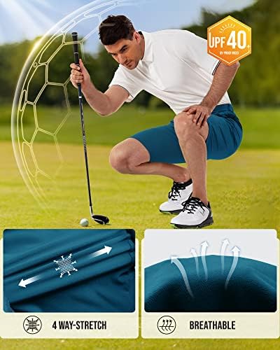 מכנסי גולף קדמיים שטוחים בגודל 33,000 מטר, מכנסיים קצרים גולף עמידים למים עם כיסים 10 מכנסי טיולים קצרים