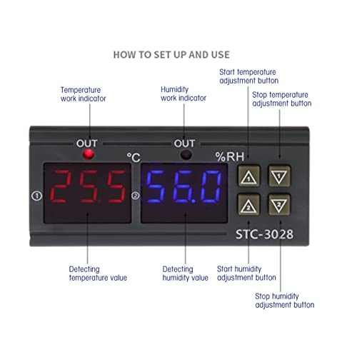 בקר טמפרטורה דיגיטלית, STC-3028 מד טמפרטורה של טמפרטורת ותצוגה דיגיטלית, מד בקר לחות, Thermoregulator, בקר לחות טמפרטורת AC דיגיטלית,