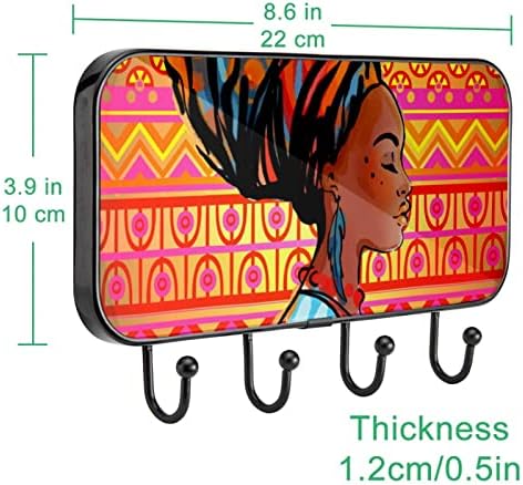 אשה אפריקאית דפוס דפוס דפוס מעיל מעיל קיר קיר, מתלה מעיל כניסה עם 4 חיבור לעיל מעיל גלימות מארנק מגבות חדר אמבטיה כניסה לסלון