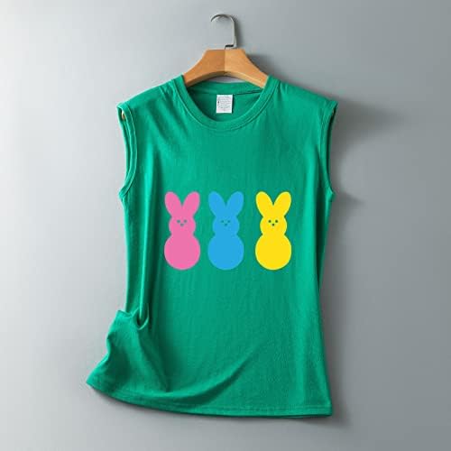 חמוד ארנב הדפסת חולצה לנערות מזדמן מצחיק צבעוני באני גרפי טנקי חולצות פסחא כושר אימון שרוולים חולצה