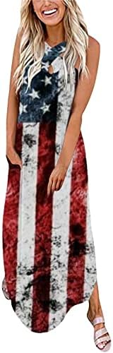 מיאשוי מקרית מקסי שמלת נשים עצמאות יום הדפסה רופף שמלה קיצית ארוך שמלת שחוצים מקסי שמלות לנשים