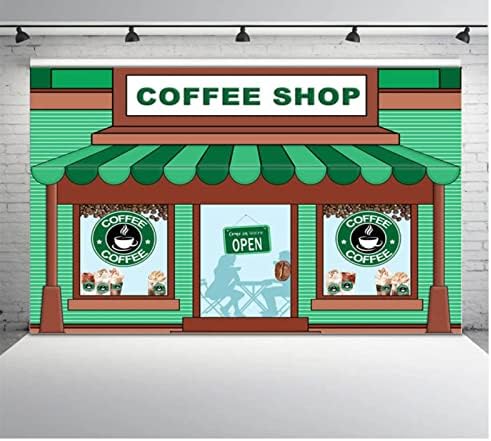 שיאנגפן קריקטורה קפה חנות גלידת עוגת לרסק תפאורות ירוק פסים תא דקורטיבי אבזרי ילדי יום הולדת דיוקן תמונה סטודיו 8 6 רגליים ויניל רקע