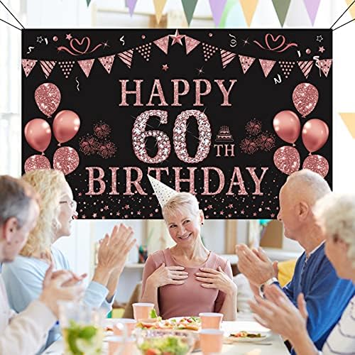 יום הולדת 60 קישוטים לנשים עלה זהב יום הולדת רקע באנר שמח 60 מסיבת יום הולדת, בציר 1963 יום הולדת עיתון פוסטר אקריליק שולחן סימן עם מעמד