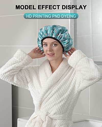 מוצרים חדשים הם זמן מוגבל לחצי מחיר - yizijizi 2 pcs כובעי מקלחת מרופדים של טרי, שכבה משולשת כובע מקלחת גדול לנשים, כובעי מקלחת רכים אטומים