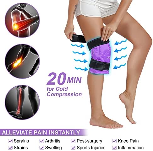 חבילת קרח של Revix להקלה על כאבי ברכיים, גלישת קרח ג'ל לשימוש חוזר לפגיעות ברגליים, נפיחות, ניתוח להחלפת ברכיים