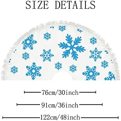 חצאית עץ חג המולד גדולה כחולה פתיתי שלג לבן 48 אינץ