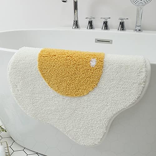 שטיח אמבטיה של Sennager מצויר מצויר נוהר דלת אמבטיה מחצלת כניסה לחדר אמבטיה צהוב זהב ביצה לבנה לאמבטיות מכונה מחצלות רצפה עבות ועבות