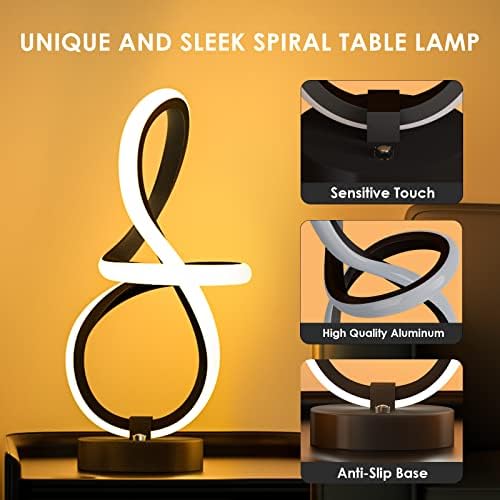 מודרני מנורת שולחן, קלאסי ספירלת הערה עיצוב מנורה שליד המיטה מגע ניתן לעמעום 7 צבעים הוביל מודרני מנורת שידה, מנורה ייחודית לחדר שינה,