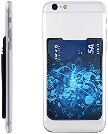 הערות מוזיקליות כחולות מחזיק כרטיסי טלפון, מחזיק כרטיסי אשראי של מזהה עצמאי של PU עור עבור סמארטפון 2.4x3.5 אינץ 'גב אחורי