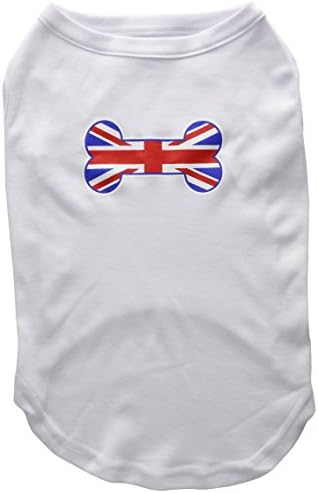 מוצרי חיות מחמד של מיראז 'בגודל 16 אינץ' בצורת עצם בריטניה איחוד ג'ק ג'ק דגל דגל חולצות הדפס לחיות מחמד, X-LAGE, לבן