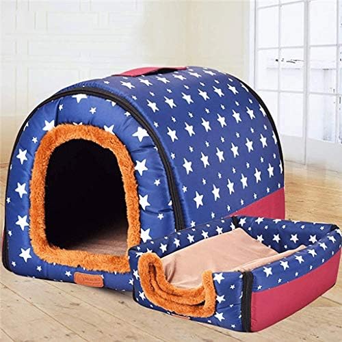 מיטת חיות מחמד של SCDCWW ， מיטת מערת כלבים מיטת חיות מחמד רטיפה אוהל בית מחמד רך ומזרן כרית בפנים