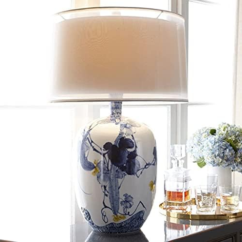 Fksdhdg חדש סיני כחול כחול מצויר ביד צבוע במנורת שולחן קרמיקה רטרו דגם חדר סלון חדר שינה מיטת מיטה מנורות דקורטיביות