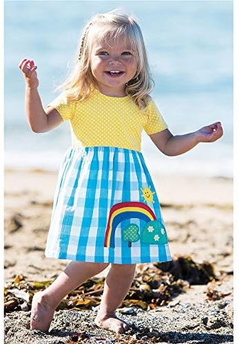 שיילנג פעוטות ילדה כותנה שמלה מזדמנת שרוול קיץ קצר