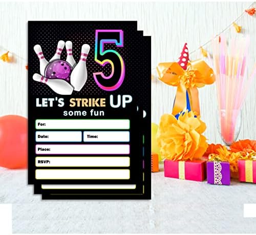 GGJGRPX כרטיסי הזמנות ליום הולדת 5 לילדים, הזמנה למסיבת יום הולדת עם קערה, כרטיסי הזמנות למילוי עם מעטפות, חגיגת מסיבות לבנות בנות, ציוד