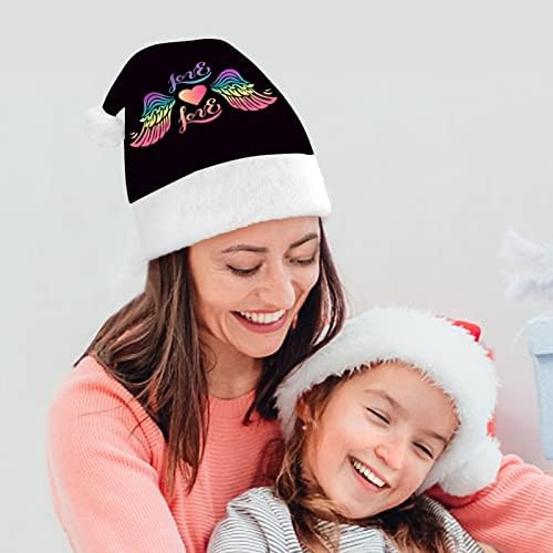 לב עם קשת כנפי מצחיק חג המולד כובע סנטה קלאוס כובעי קצר קטיפה עם לבן חפתים עבור חג המולד חג מסיבת אספקת קישוט