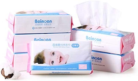מגבונים רכים לתינוקות מגבת כותנה רקמות פנים פנים רטובות ויבשות, 60 רקמות לכל קופסה שטוחה, 2 חבילה, כל רקמה 7.9 x7.9