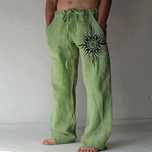 מכנסי יוגה של דודובבי לגברים רופפים מכנסי פשתן כותנה בצבע אחיד מזדמן.
