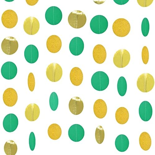 נייר פלאש זהב ירוק נייר זרי גלנד מעגל מפלגת קישוטי קשת לתלייה לחתונה ליום הולדת, מקלחת לתינוקות, ממתקים בכיתה ירוק 4PSC