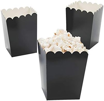 Fun Express - מיני קופסאות פופקורן שחורות - ציוד מסיבות - מכולות ותיבות - קופסאות נייר - 24 חתיכות