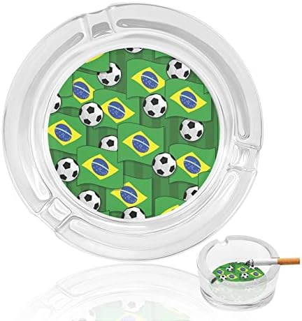 דפוס כדורגל בכדורגל בברזיל מאפרות זכוכית לסיגריות אטום אטום רוח יכול להדפיס מגשי אפר מפוארים לשימוש במלון פטיו במשרד הביתי