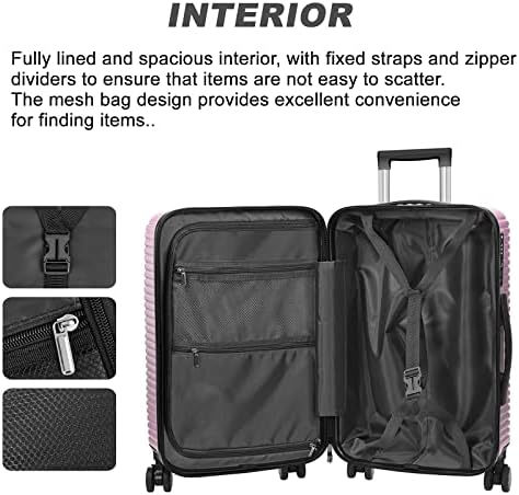3 פיס קל משקל מטען סט מחשב + שרירי בטן מזוודה, מזוודות קשיחה עם ספינר גלגלים צא מנעול עבור נסיעות, 20+24+28 אינץ'.