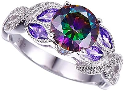 2023 חדש צבעוני סגלגל זירקון טבעת אלגנטי ריינסטון טבעת ספיר תכשיטי טבעות נשים אופנה מלא יהלומי זירקון טבעות לנשים גודל 6 10 חרדה טבעות