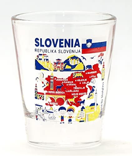 סלובניה ציוני דרך וסמלים קולאז ' ירה זכוכית