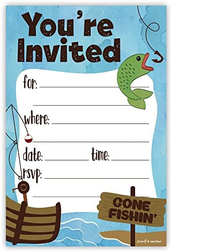 הזמנות למסיבת דייג עם מעטפות