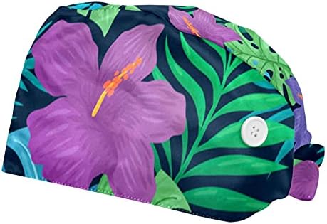 פרחי צבעי מים טרופיים קיץ כובעי יוניסקס מתכווננים, כובעים עובדים עם כפתורים ופס זיעה