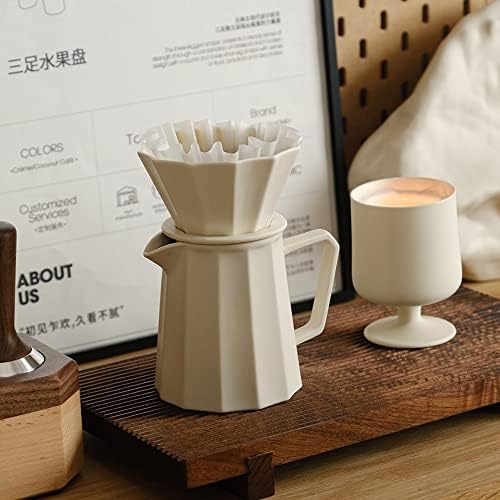 Wenshuo לשפוך מעל מכונת קפה, עיצוב כותרת רב-צדדי, קרם מט, 9.6oz