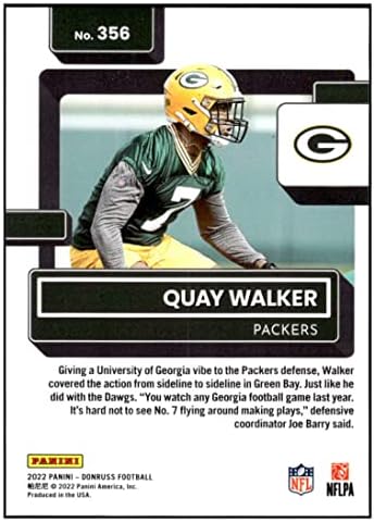 Quay Walker RC 2022 דונרוס מדורג טירונים Press Pressium 356 ננומטר+ -MT+ NFL כדורגל אריזות מדורגות טירון